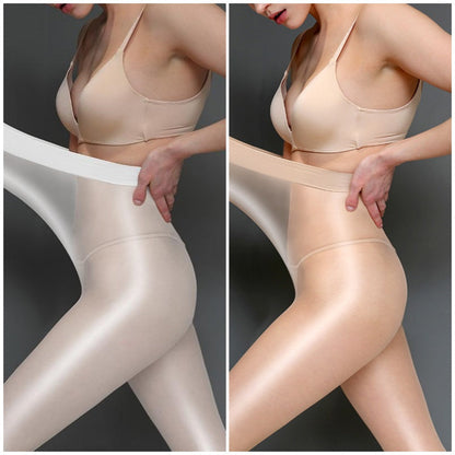 Glänzende transparente Strumpfhosen für Damen