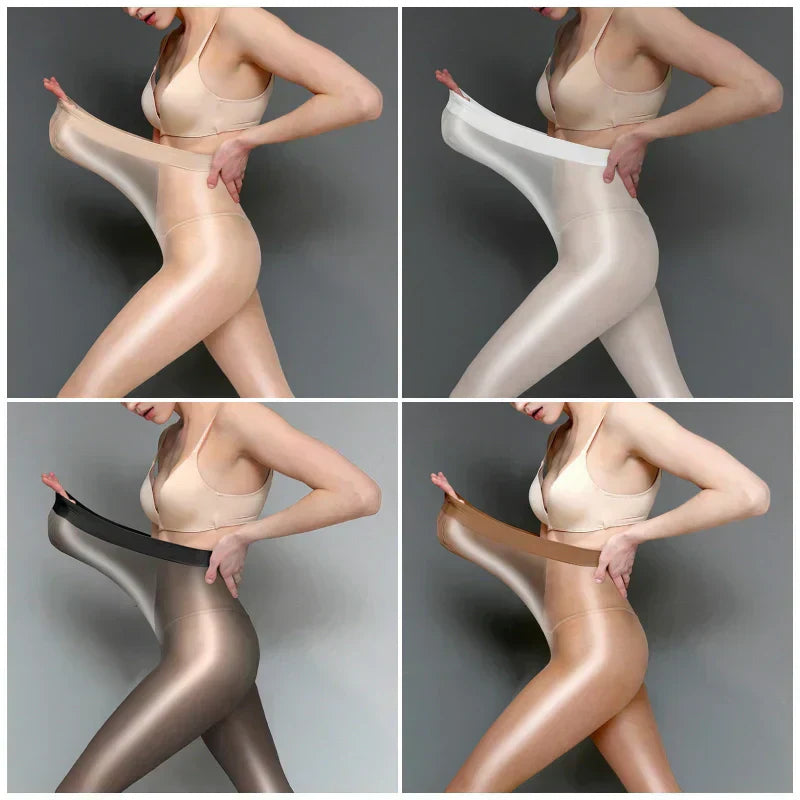 Glänzende transparente Strumpfhosen für Damen
